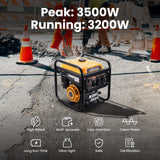 maXpeedingrods 3500W Portable Inverter Generator 4-Stroke Pure Sine Wave Petrol Generator for Camping, RV Travel, Home, or Jobsites