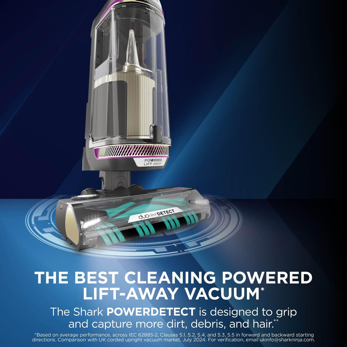 Shark PowerDetect Corded Upright Vacuum Cleaner, DuoClean Detect, Reverse Clean, Anti Hair Wrap Plus, Anti-Allergen, 8m Cord, 1.3L, Dusting Brush, Pet, Crevice, Multi Surface Tools & Bag, AZ3900UKTBK
