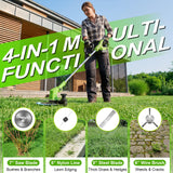 VOERJIA Cordless Strimmer Lightweight 750W with LCD Battery Display, Grass Trimmer and Brush Cutter with 2 x 2.0Ah Battery and Charger, 14-Piece 4-in-1 Garden Kit (Pro Edition)