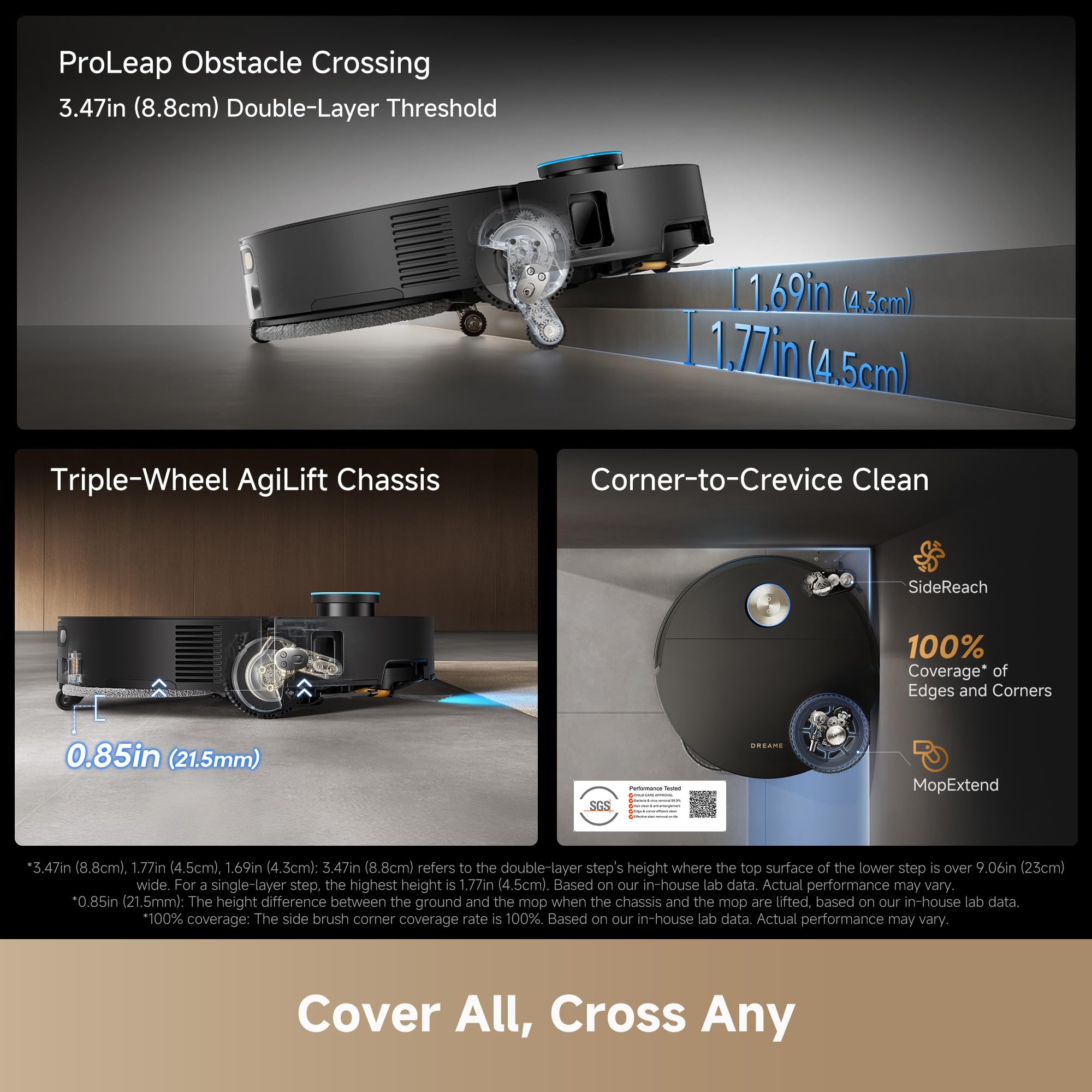 DREAME X60 MAX Ultra Full Robot Vacuum Cleaner and Mop, Upgraded X50 Series, 3.13" (8cm), Ultra-Thin Design, 35,000Pa Suction, Self-Emptying and Recharging, Self-Cleaning Mop