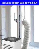 AuraHome Portable Air Conditioner 9000 BTU 4-in-1 Air Conditioner, Dehumidifier, Cooling Fan with 2 Fan Speeds, Digital Display & Remote Control, 24 Hour Timer for Rooms >215ft Window Vent Hose Kit
