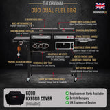 CosmoGrill Hybrid 4 Burner Barbecue with Waterproof Cover | DUO Dual Fuel BBQ 3+1 Gas Grill and Charcoal Smoker BBQ Grill, Thermometer, Warming Rack | Outdoor Portable Dual Fuel Large Coal Barbecue