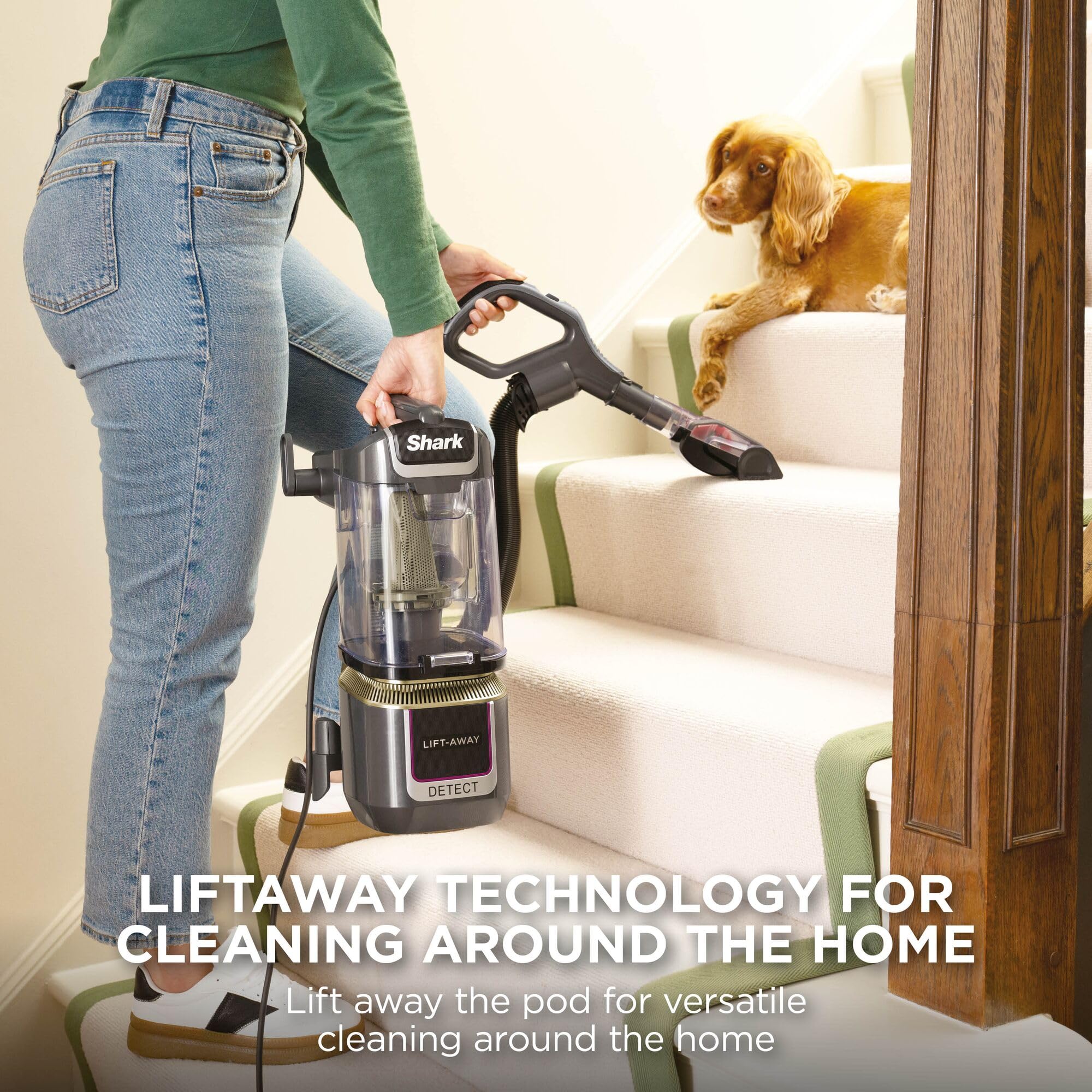 Shark Detect Corded Upright Vacuum Cleaner, Ultra-Powerful Pet Hair Pick-Up with Anti Hair Wrap Plus, DuoClean Detect & Direction Detect, Anti-Allergen, Lift-Away Technology with Pet Tool, LA450UKTBK