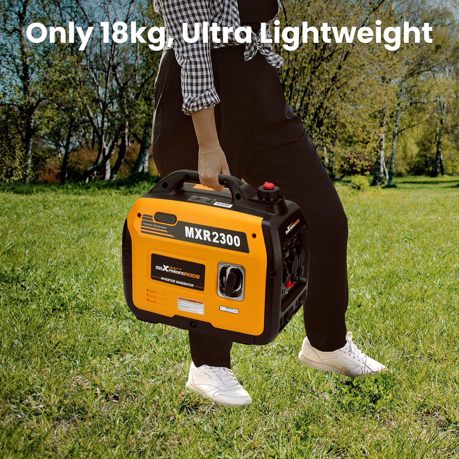 maXpeedingrods 2300W Portable Inverter Generator 4 Stroke Silent Pure Sine Wave Generator for Camping, Caravan, Motorhome