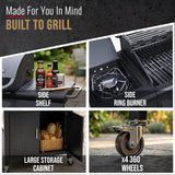 CosmoGrill Pro Deluxe 5 Gas Burner 4+1 Barbecue Grill, Steel Warming Rack, Side-Burner, Built-in Temperature Gauge for Home Garden Party Outdoor Cooking (93411)