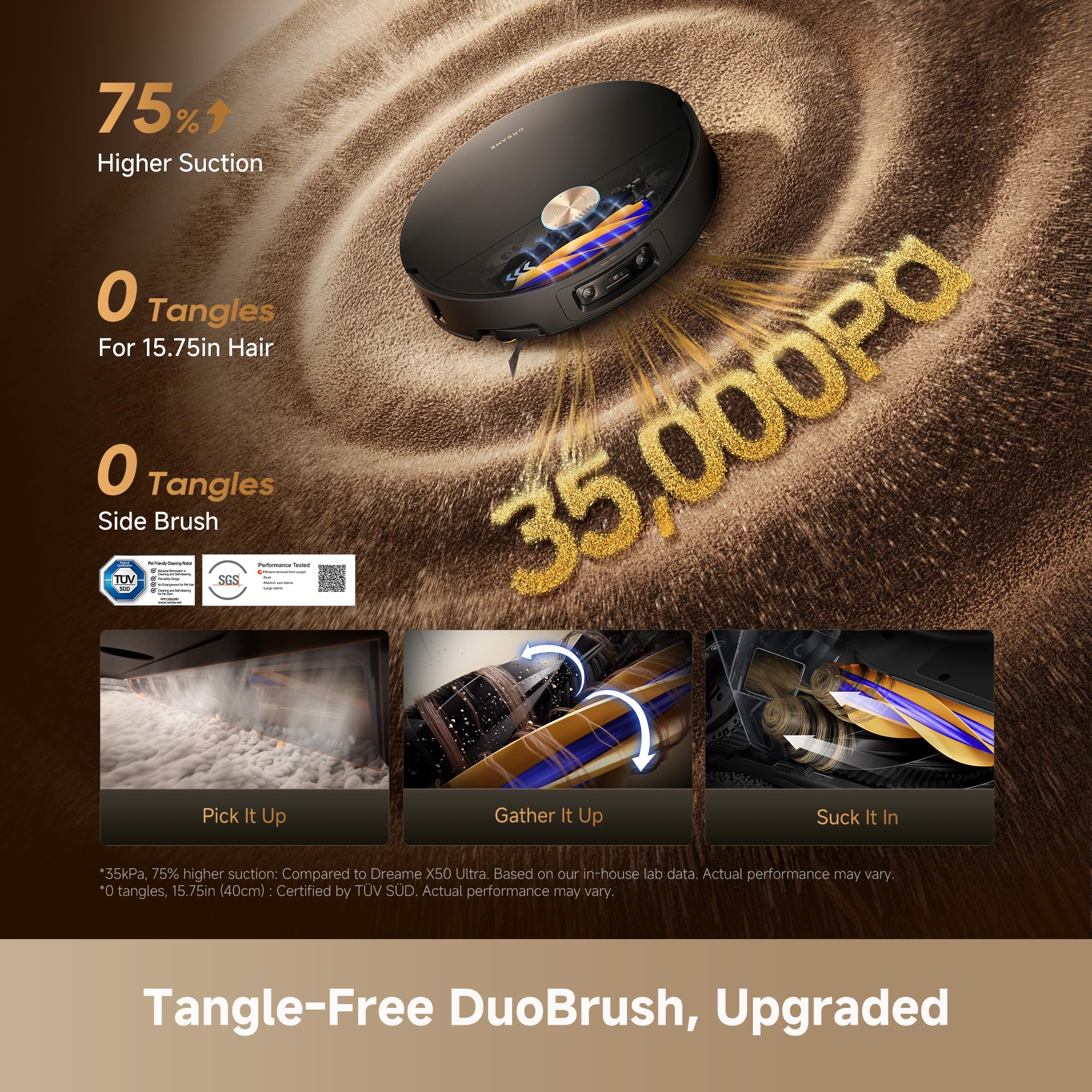 DREAME X60 MAX Ultra Full Robot Vacuum Cleaner and Mop, Upgraded X50 Series, 3.13" (8cm), Ultra-Thin Design, 35,000Pa Suction, Self-Emptying and Recharging, Self-Cleaning Mop
