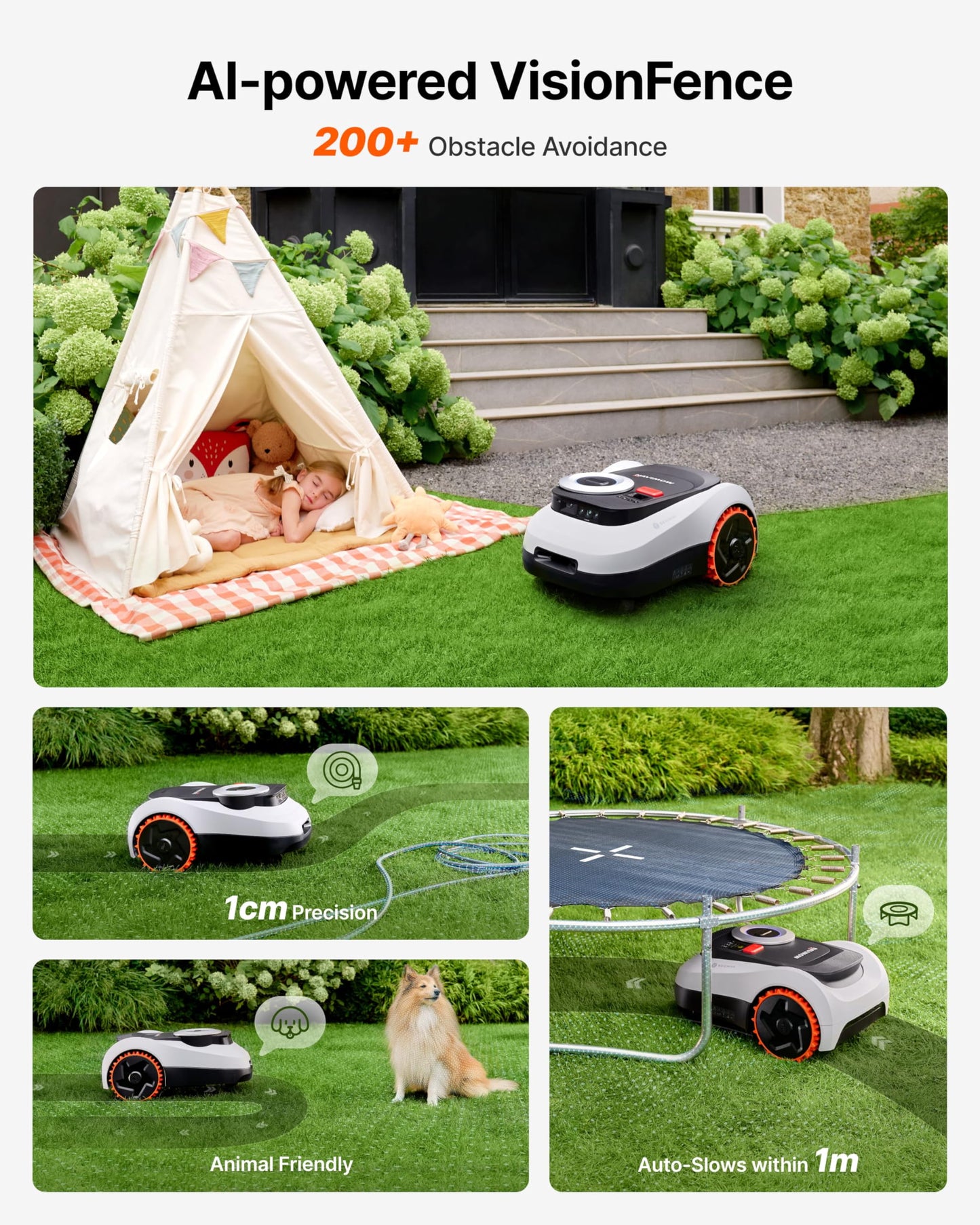 Segway Navimow i208 LiDAR Robotic Lawn Mower for 800m² with Garage M, Off-Road Wheels for 45% Slopes, Solid-state LiDAR + Vision, Auto Mapping, No Wires, No Antenna, Built-In 4G (Ship Separately)