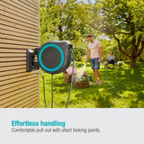 Gardena Wall-Mounted Hose Box Rollup XL (Turquoise) 35 m: Versatile Watering System for Large Gardens, Swivel Hose Box, Including 35 m Gardena Hose and mounting kit (18630-20)