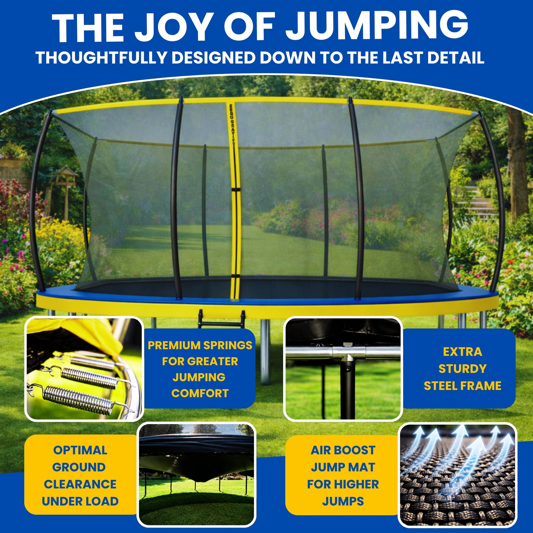 ZERO GRAVITY Ultima 5 Rectangular Barrel Trampoline in 3 Sizes. High Specification with Safety Enclosure Netting and Ladder (10ft x 7ft Barrel)