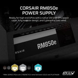 CORSAIR RM850e (2025) Fully Modular Low-Noise ATX Power Supply with 12V-2x6 Cable – ATX 3.1 & PCIe 5.1 Compliant, Cybenetics Gold Efficiency, 105°C-Rated Capacitors, Modern Standby Mode – Black