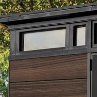 Keter Signature 7x7ft Pent Shed - Rosewood| Premium Weather‑Resistant Outdoor Storage with Steel‑Reinforced Roof & Lockable Double Doors
