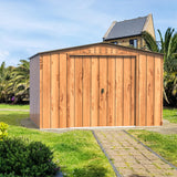 Duramax TOP 10x8 Metal Garden Storage Shed (7.83 m²), Hot-Dipped Galvanized Steel Tool Shed, All Weather Resistant with Reinforced Roof Structure, Maintenance-Free Outdoor Storage House, Woodgrain