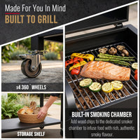 CosmoGrill Hybrid 4 Burner Barbecue DUO Dual Fuel BBQ 3+1 Gas Grill & Charcoal Smoker BBQ Grill, Built-in Thermometer, Warming Rack, Outdoor Portable Large Coal Barbecue for Home Garden Party Cooking.
