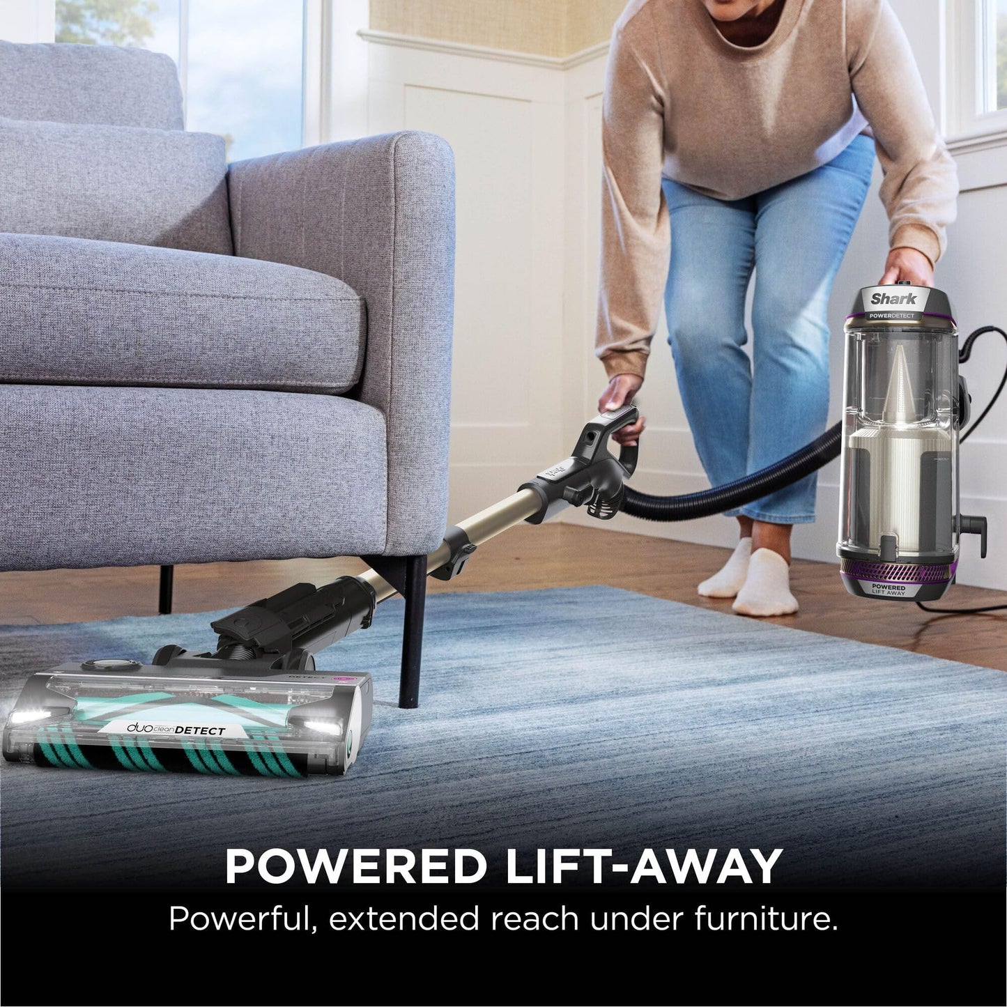 Shark PowerDetect Corded Upright Vacuum Cleaner, DuoClean Detect, Reverse Clean, Anti Hair Wrap Plus, Anti-Allergen, 8m Cord, 1.3L, Dusting Brush, Pet, Crevice, Multi Surface Tools & Bag, AZ3900UKTBK