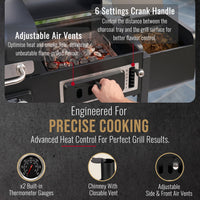 CosmoGrill Hybrid 4 Burner Barbecue DUO Dual Fuel BBQ 3+1 Gas Grill & Charcoal Smoker BBQ Grill, Built-in Thermometer, Warming Rack, Outdoor Portable Large Coal Barbecue for Home Garden Party Cooking.