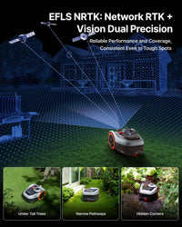 Segway Navimow i205 AWD Robotic Lawn Mower without Boundary, All-Wheel-Drive for 45% Slopes, EFLS NRTK + Vision, Auto Mapping, Incl. 2.55 Ah Battery, Rec. 500 m², No RTK Antenna Required