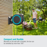 Gardena Wall-Mounted Hose Box Rollup XL (Turquoise) 35 m: Versatile Watering System for Large Gardens, Swivel Hose Box, Including 35 m Gardena Hose and mounting kit (18630-20)