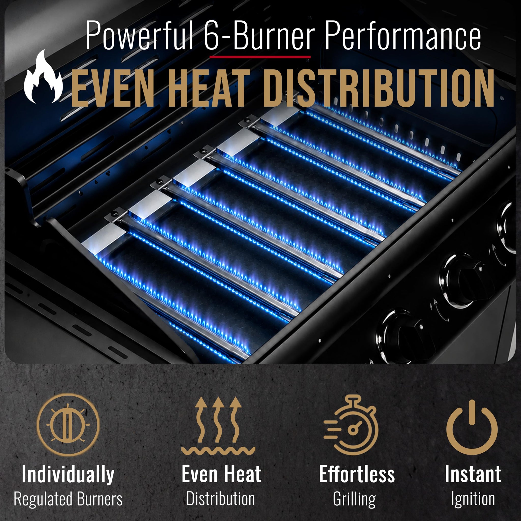 CosmoGrill Pro Deluxe 7 Gas Burner 6+1 Barbecue Grill Steel Warming Rack, Side-Burner, Built-in Temperature Gauge for Home Garden Party Outdoor Cooking (Black)