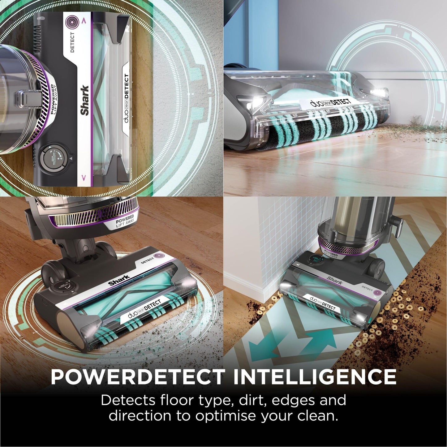 Shark PowerDetect Corded Upright Vacuum Cleaner, DuoClean Detect, Reverse Clean, Anti Hair Wrap Plus, Anti-Allergen, 8m Cord, 1.3L, Dusting Brush, Pet, Crevice, Multi Surface Tools & Bag, AZ3900UKTBK
