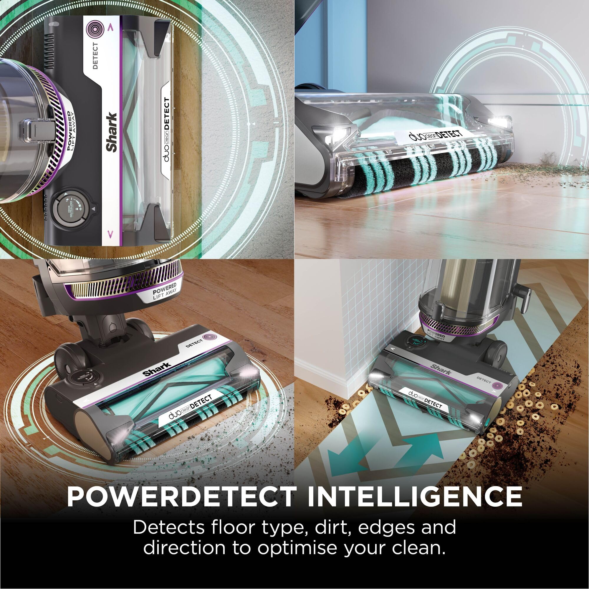 Shark PowerDetect Corded Upright Vacuum Cleaner, DuoClean Detect, Reverse Clean, Anti Hair Wrap Plus, Anti-Allergen, 8m Cord, 1.3L, Dusting Brush, Pet, Crevice, Multi Surface Tools & Bag, AZ3900UKTBK