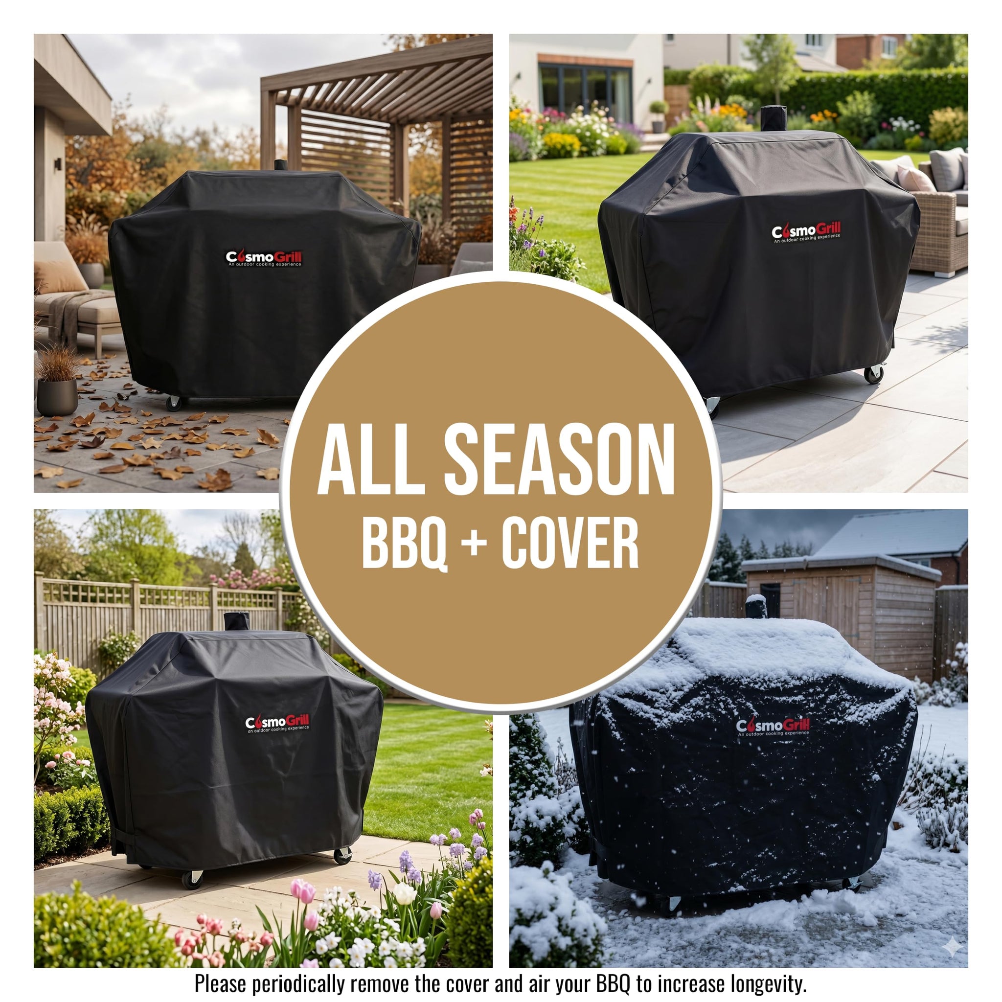 CosmoGrill Hybrid 4 Burner Barbecue with Waterproof Cover | DUO Dual Fuel BBQ 3+1 Gas Grill and Charcoal Smoker BBQ Grill, Thermometer, Warming Rack | Outdoor Portable Dual Fuel Large Coal Barbecue