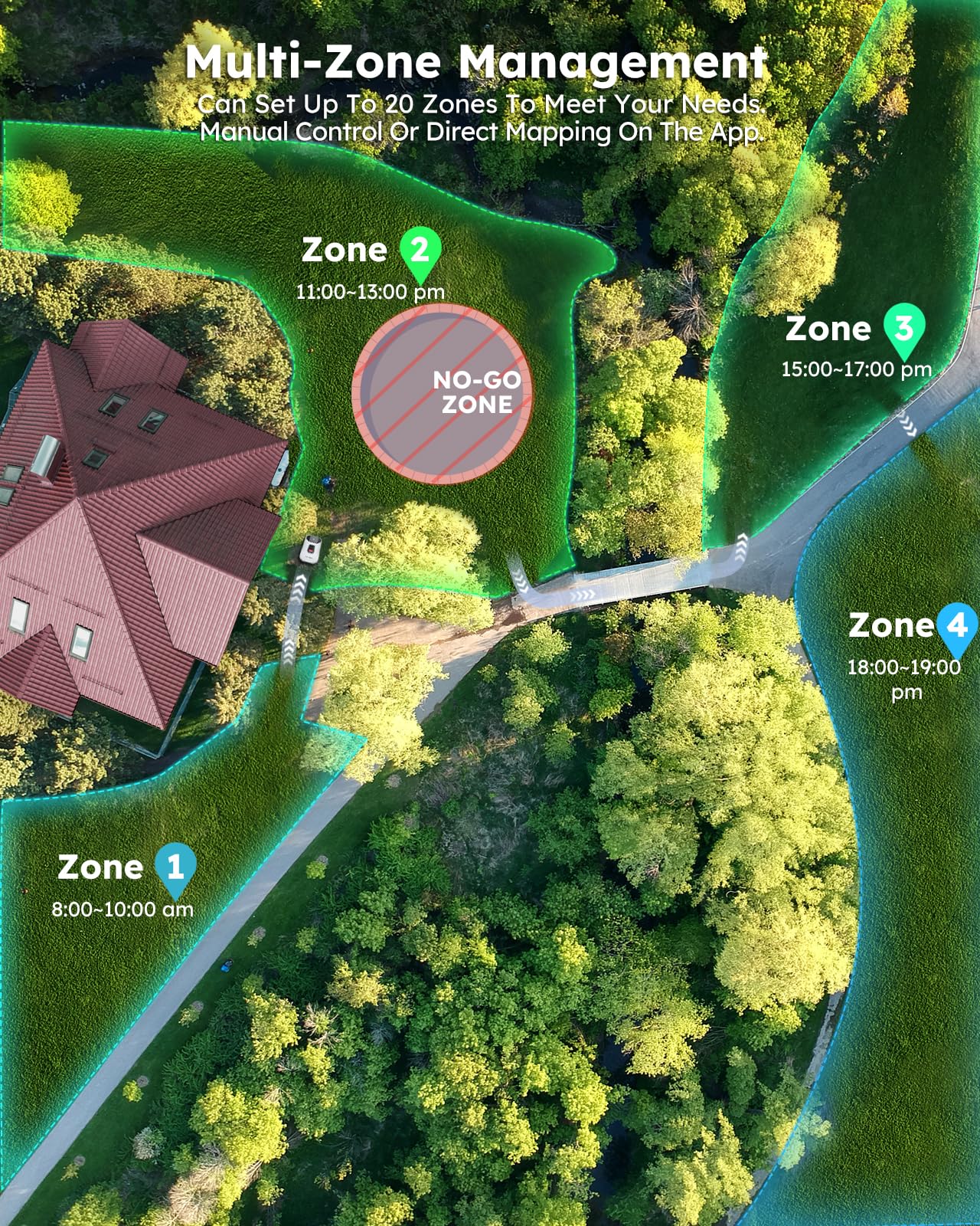 ANTHBOT Robot Lawnmower NO Wire - 600m², Full Band RTK+4-Eye Vision Robotic Lawn Mower, Automatic Mapping, 30 Multi-zone Management, Accurate Obstacle Avoidance, APP Control