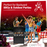 Campfire Original Barbecue BBQ 5 Gas Burner 4+1 Garden Grill, Steel Warming Rack, Side-Burner, Storage & Built-in Temperature Gauge for Home Garden Party Outdoor Cooking
