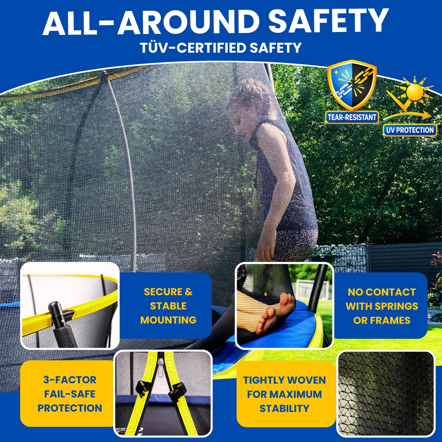 ZERO GRAVITY Ultima 5 Rectangular Barrel Trampoline in 3 Sizes. High Specification with Safety Enclosure Netting and Ladder (10ft x 7ft Barrel)